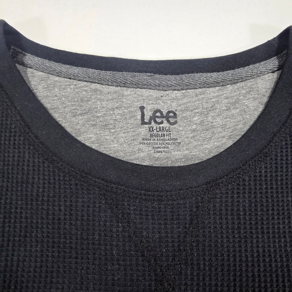Lee Thermal Shirt Mens 2XL Black Waffle Knit Long Sleeve NWT