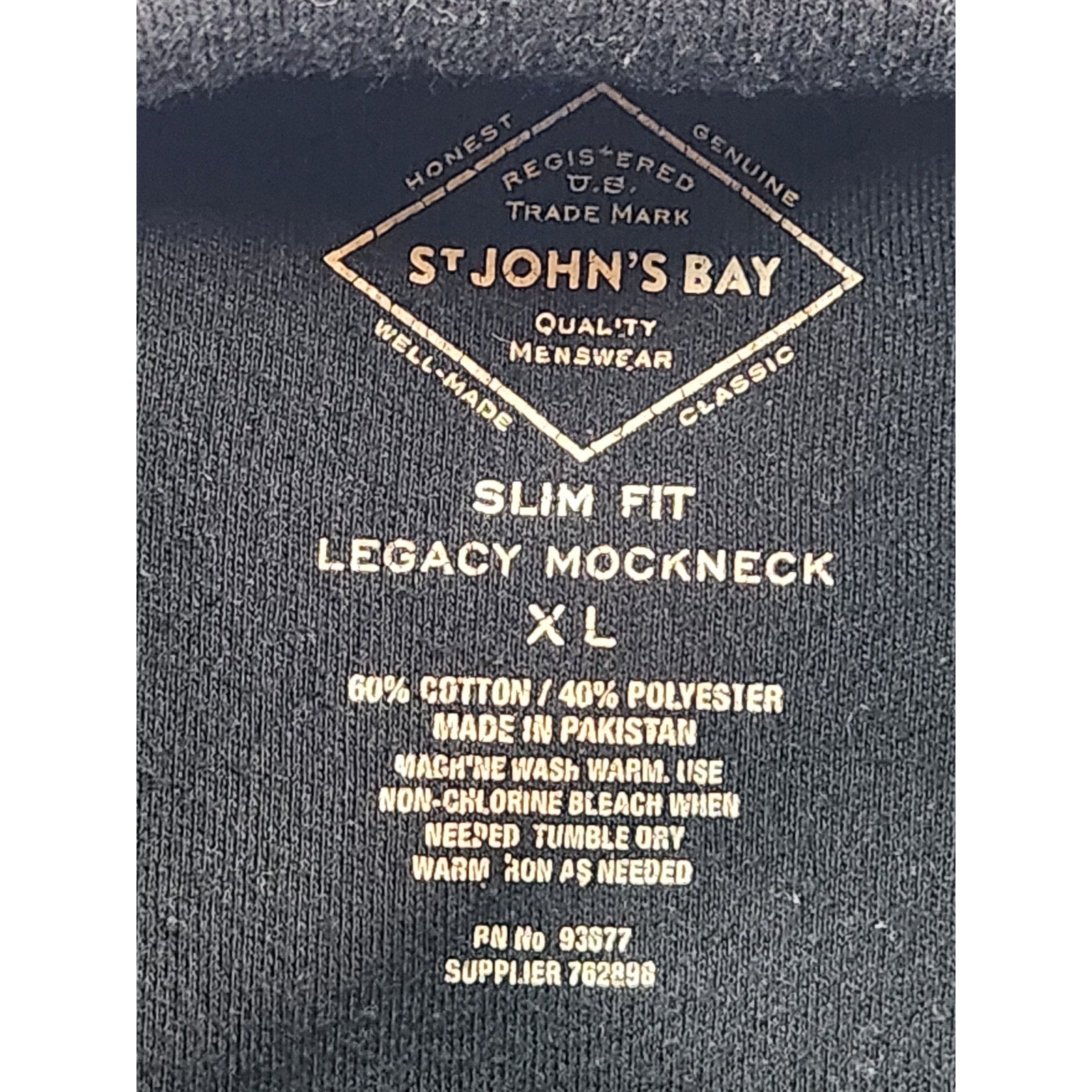 St. John's Bay Legacy Mock Neck Pullover Black Men's XL Long Sleeve