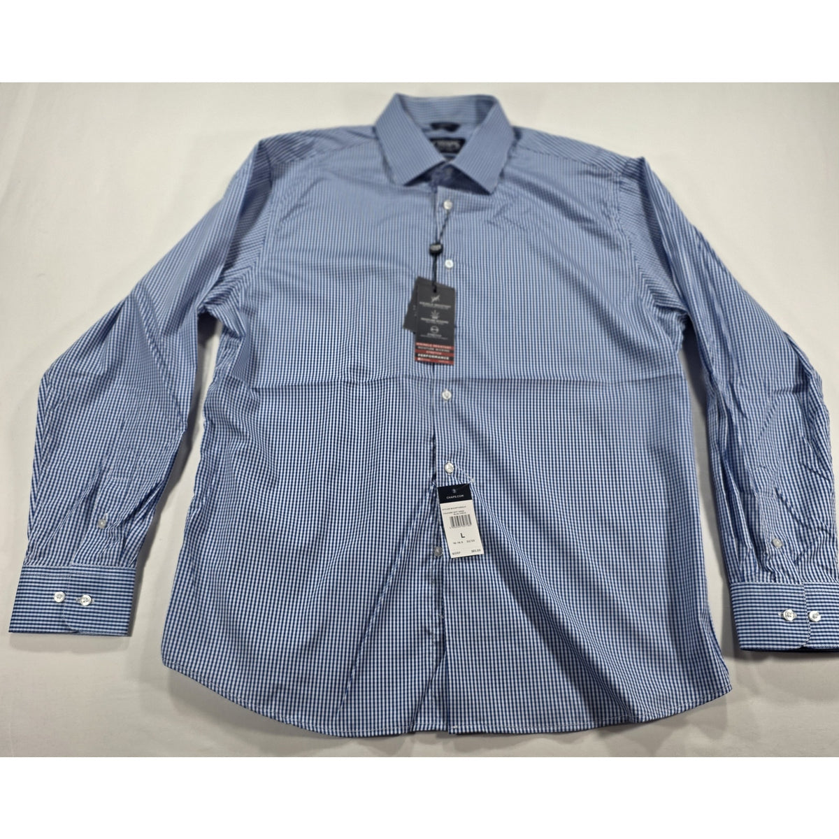 Chaps Ralph Lauren Men’s Blue Gingham Performance Shirt Slim Fit NWT Size L