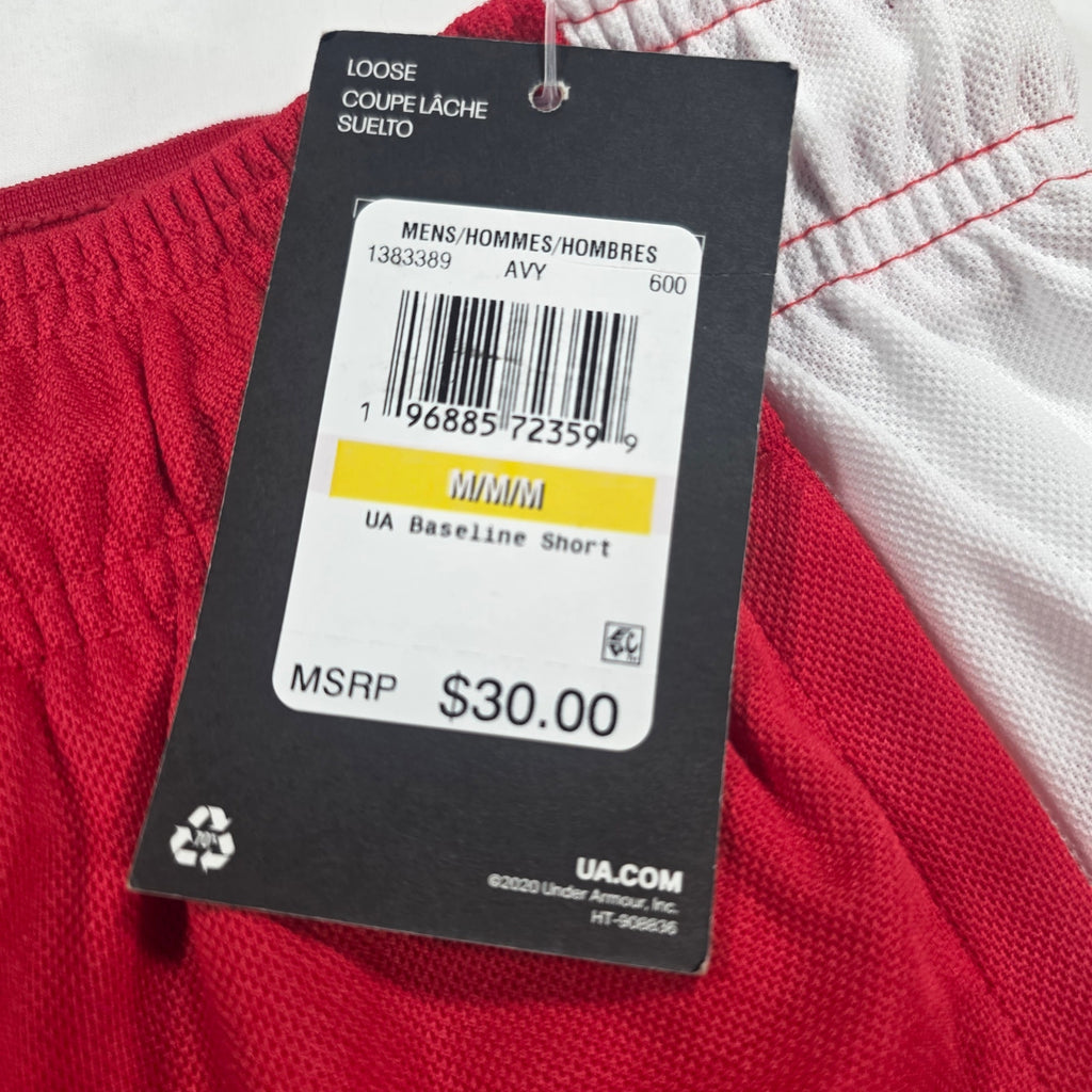 Under Armour Men’s Baseline Basketball Shorts Red White NWT Size M