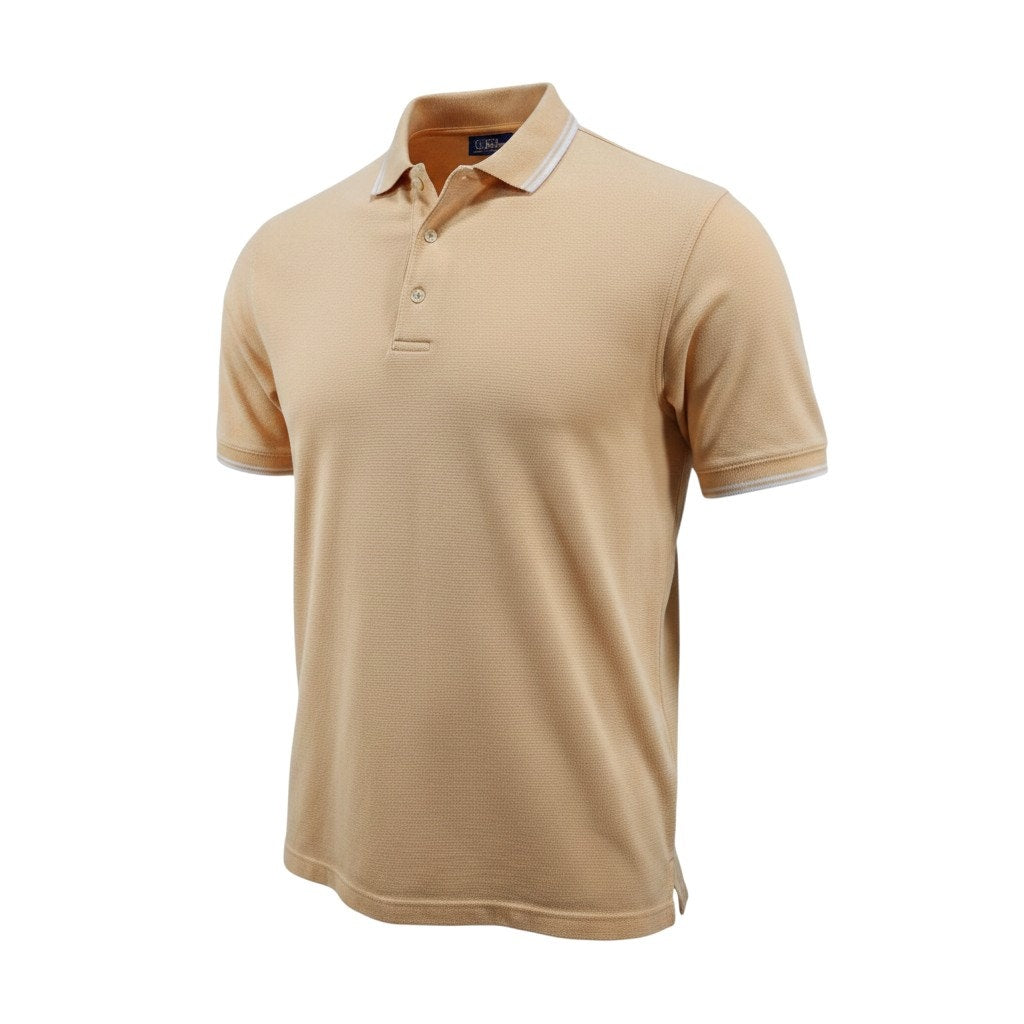 PGA Tour Men's Golf Polo Shirt Small Orange Cream Short Sleeve Pocket