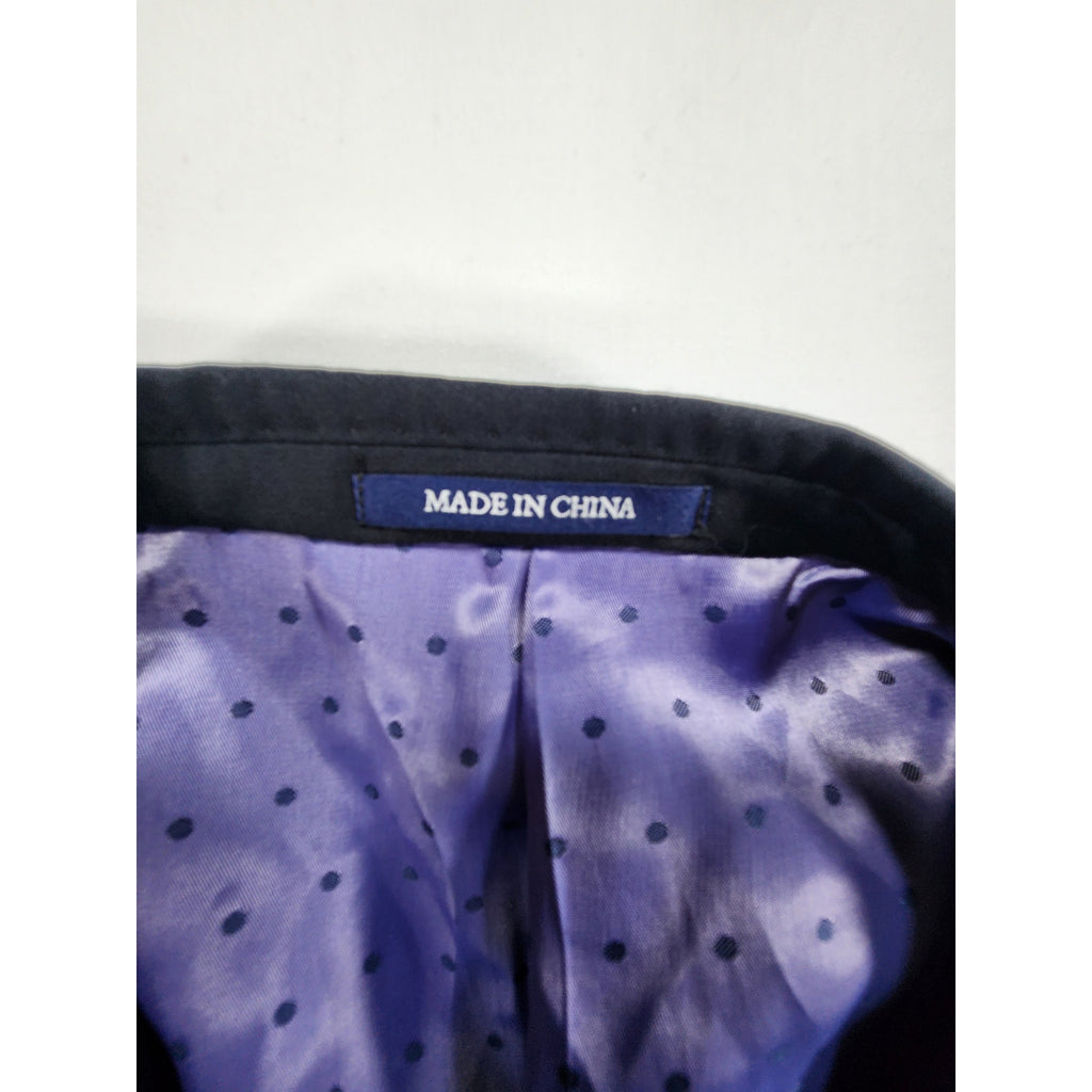 905 Custom Made Wool Suit Jacket Mens 50R Black Two Button Blazer