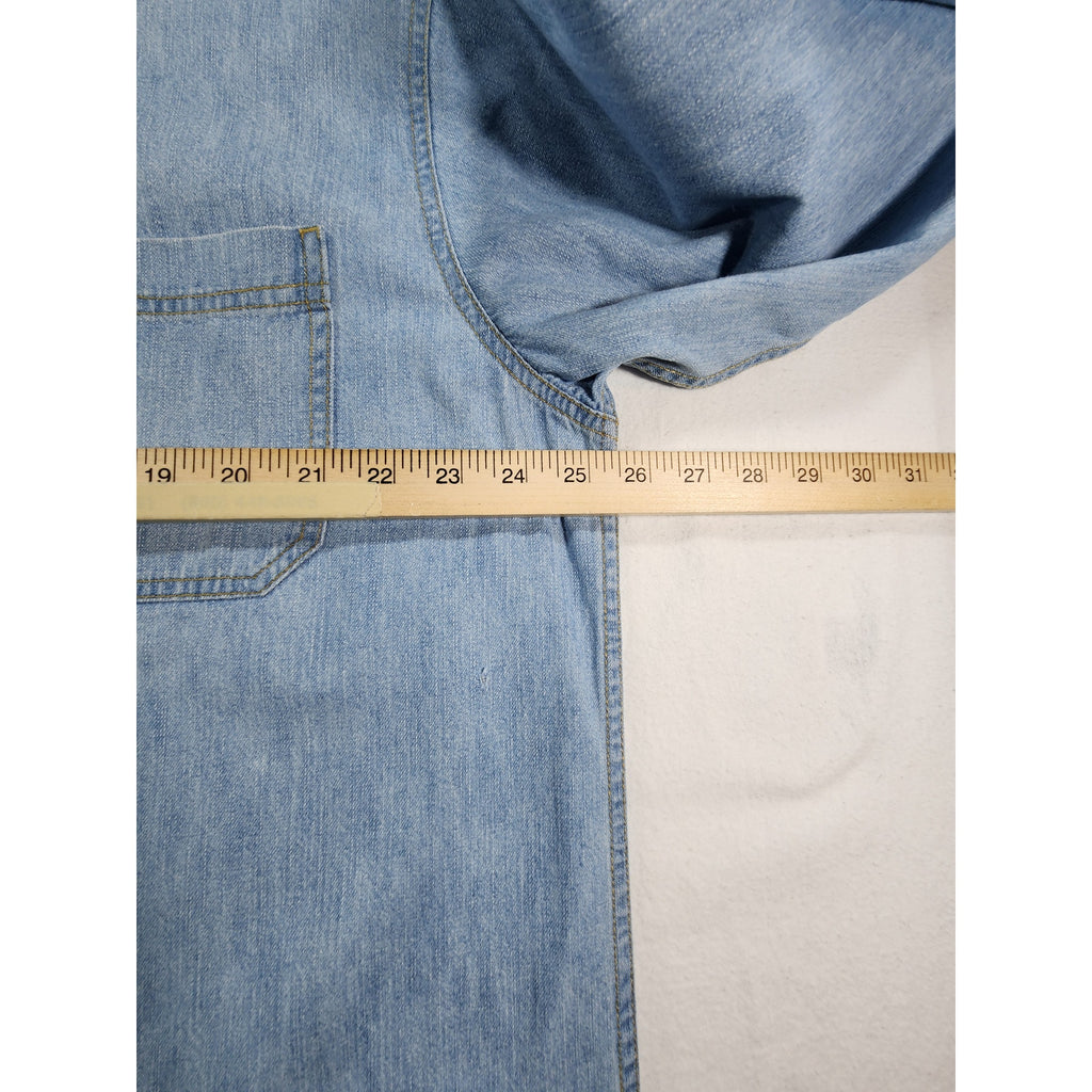 Route 66 Men's Lightweight Denim Button Up Shirt Blue L Long Sleeve