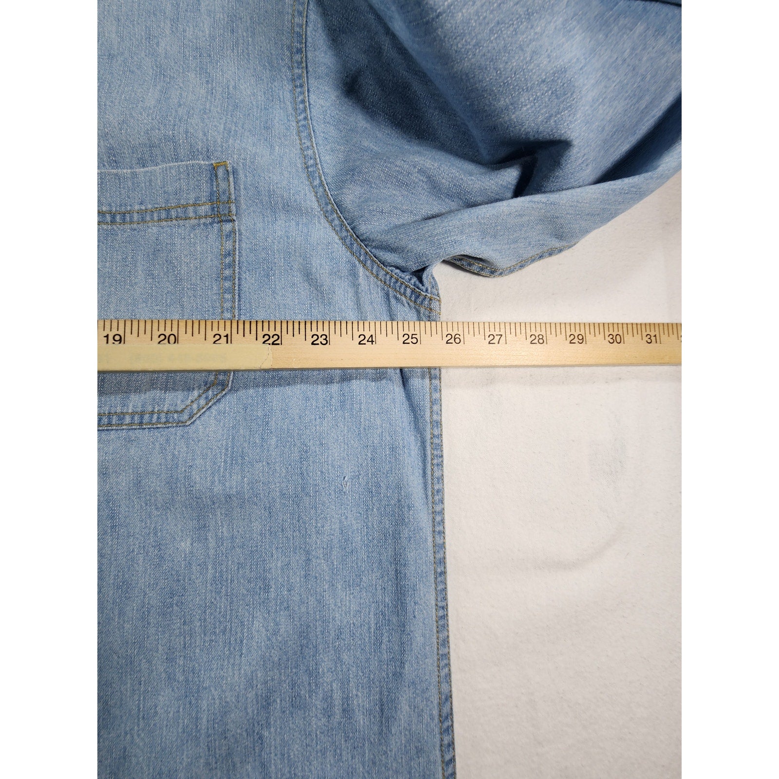 Route 66 Men's Lightweight Denim Button Up Shirt Blue L Long Sleeve