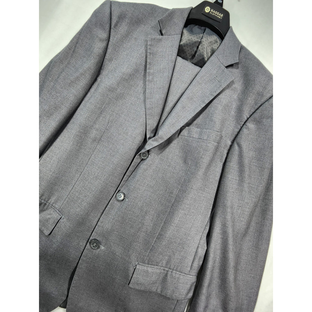 Alex Mishra Men's Gray Two Piece Suit 40L 34L Jacket Pants Patterned