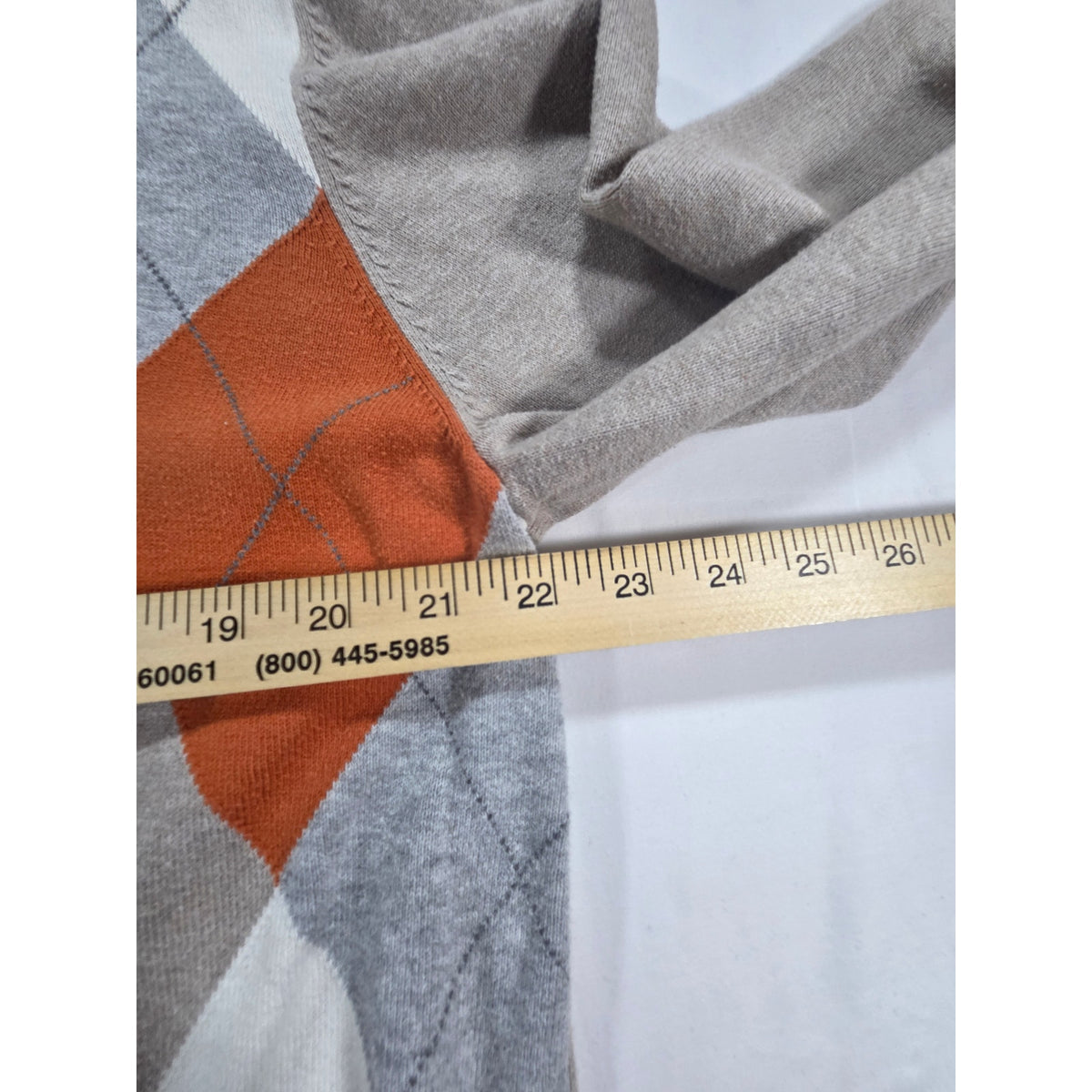 Old Navy Mens XL Argyle Quarter Zip Sweater Tan Orange Gray Mock Neck Preppy
