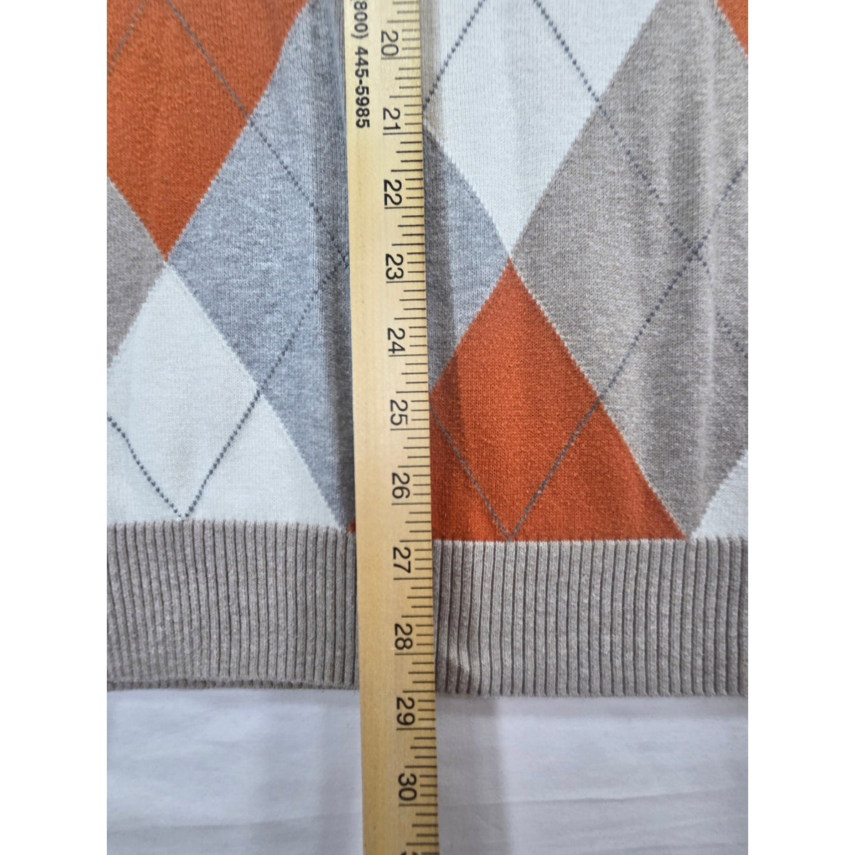 Old Navy Mens XL Argyle Quarter Zip Sweater Tan Orange Gray Mock Neck Preppy