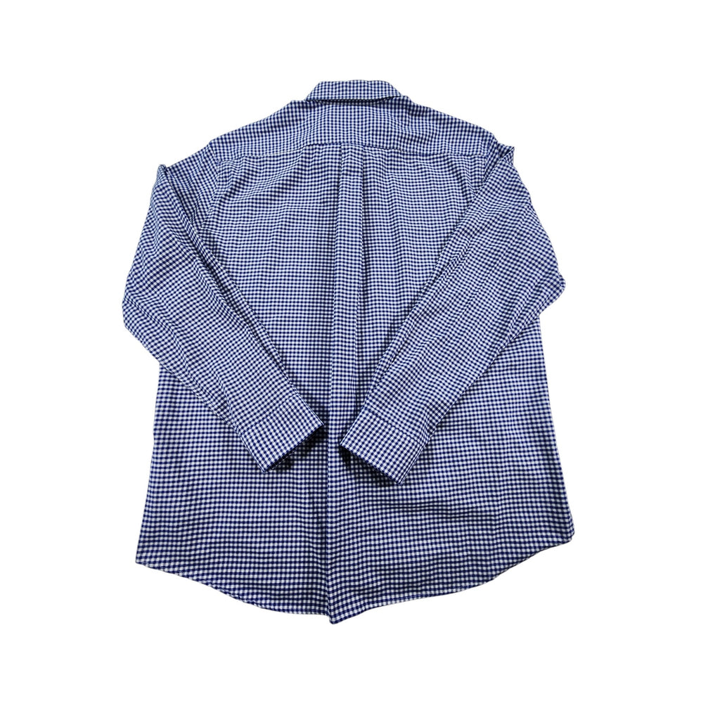 Saddlebred Men's Dress Shirt 17 34/35 Blue White Check Long Sleeve Button Up