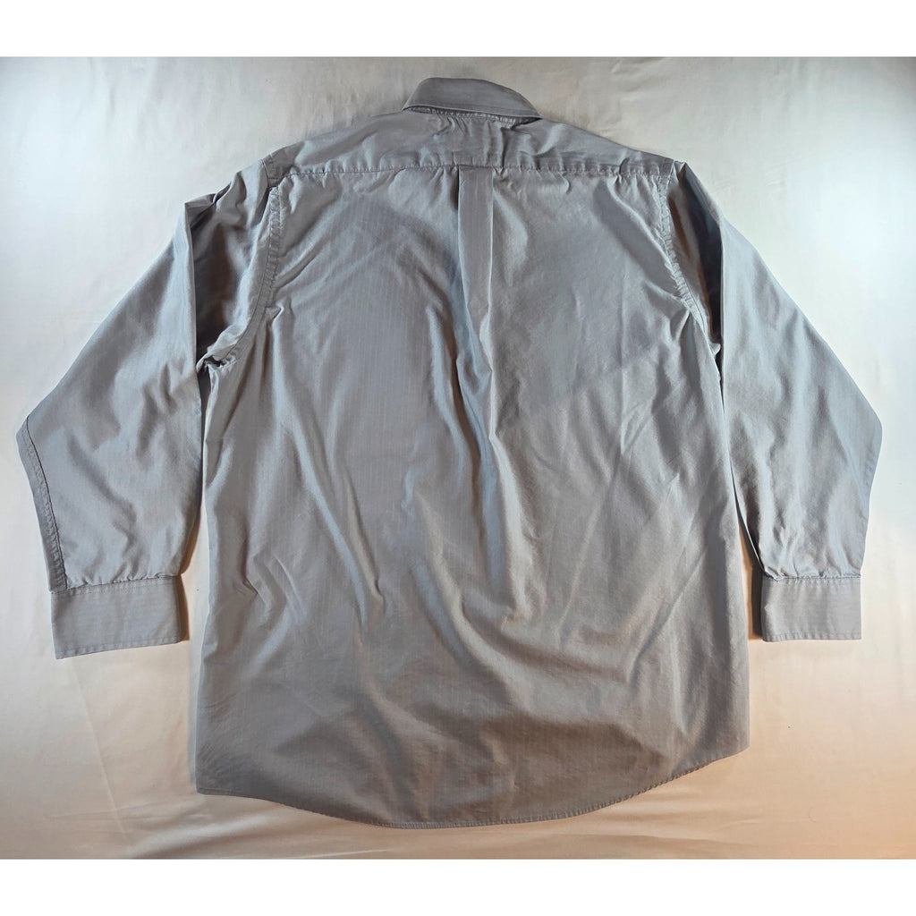 Chaps Mens Gray Herringbone Dress Shirt L 16-16.5 32/33 Wrinkle Free Regular Fit