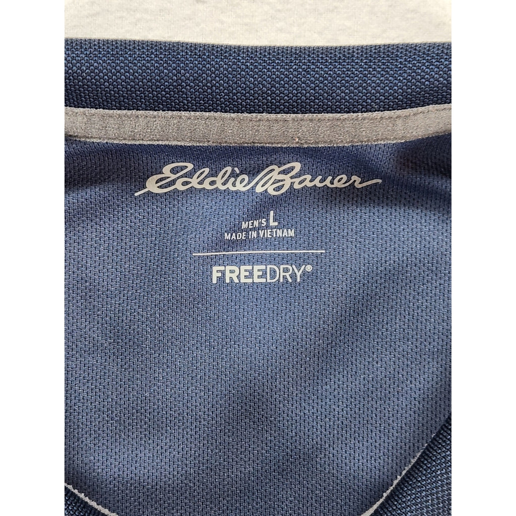 Eddie Bauer FreeDry Men's Blue Performance Polo Shirt Size L