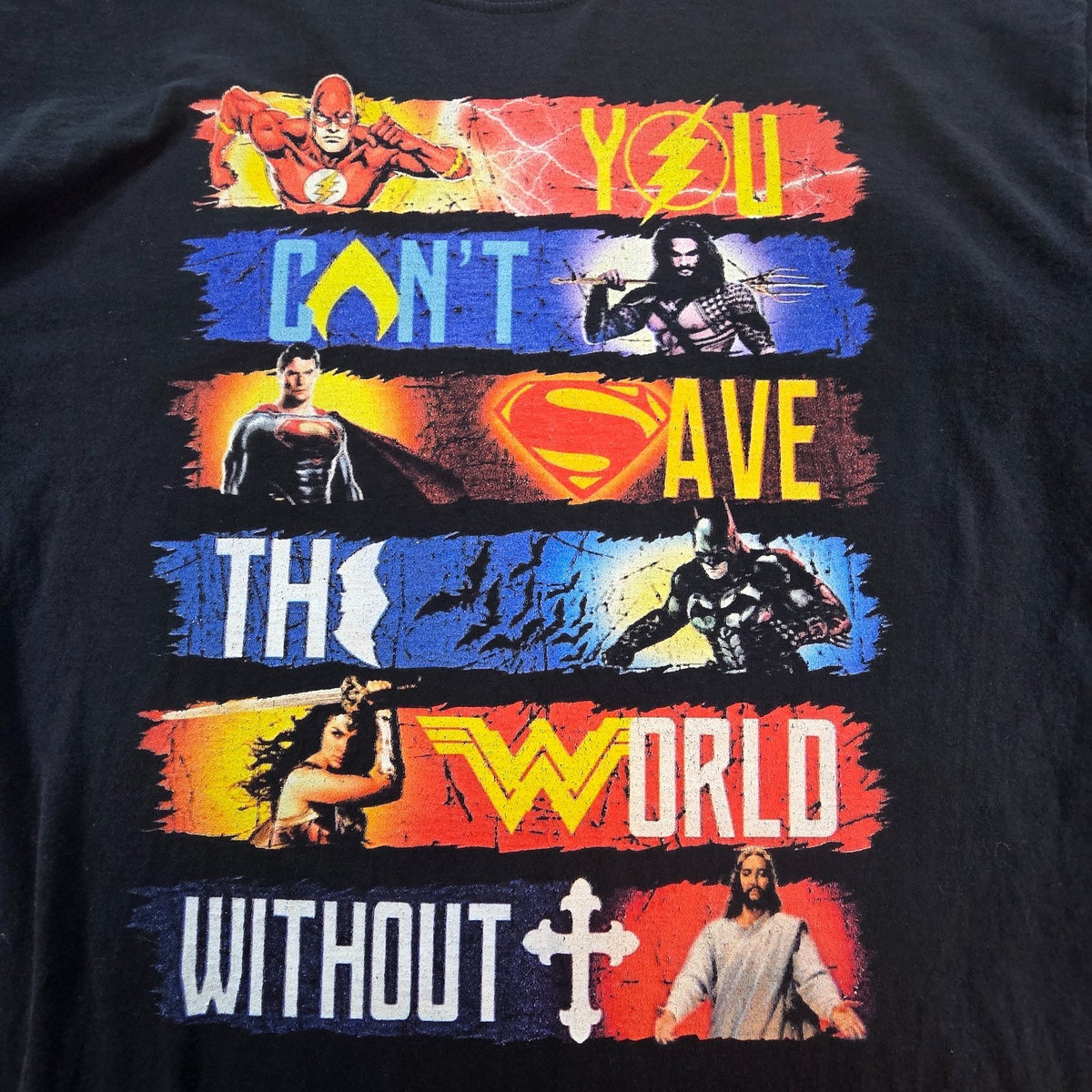 DC Comics Superhero Long Sleeve T-Shirt Men’s L Black Graphic Fruit of the Loom