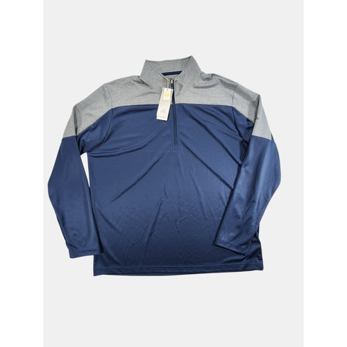 Adidas UPF 50 Quarter Zip Pullover Mens XL Blue Gray Golf Athletic Shirt NWT