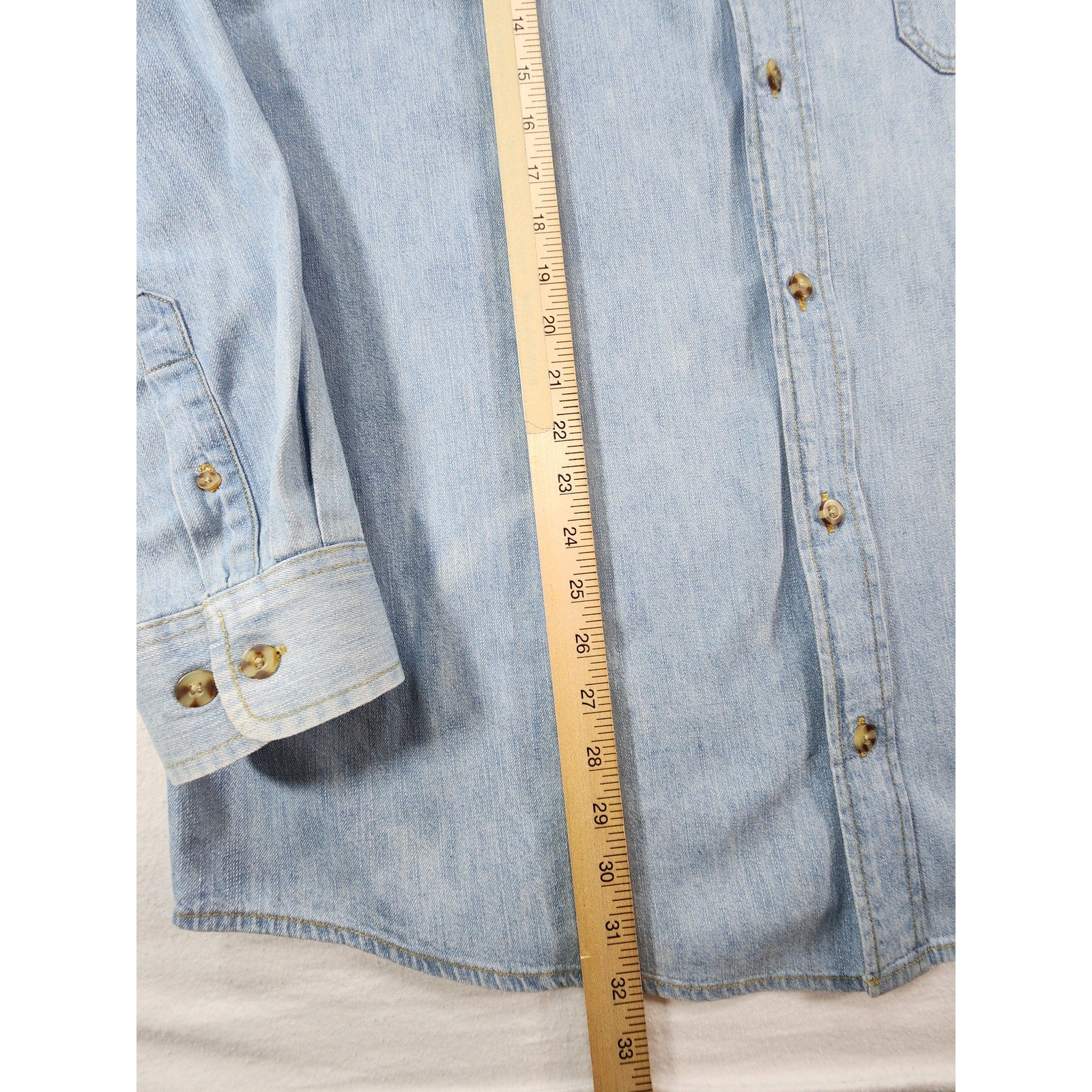 Route 66 Men's Lightweight Denim Button Up Shirt Blue L Long Sleeve