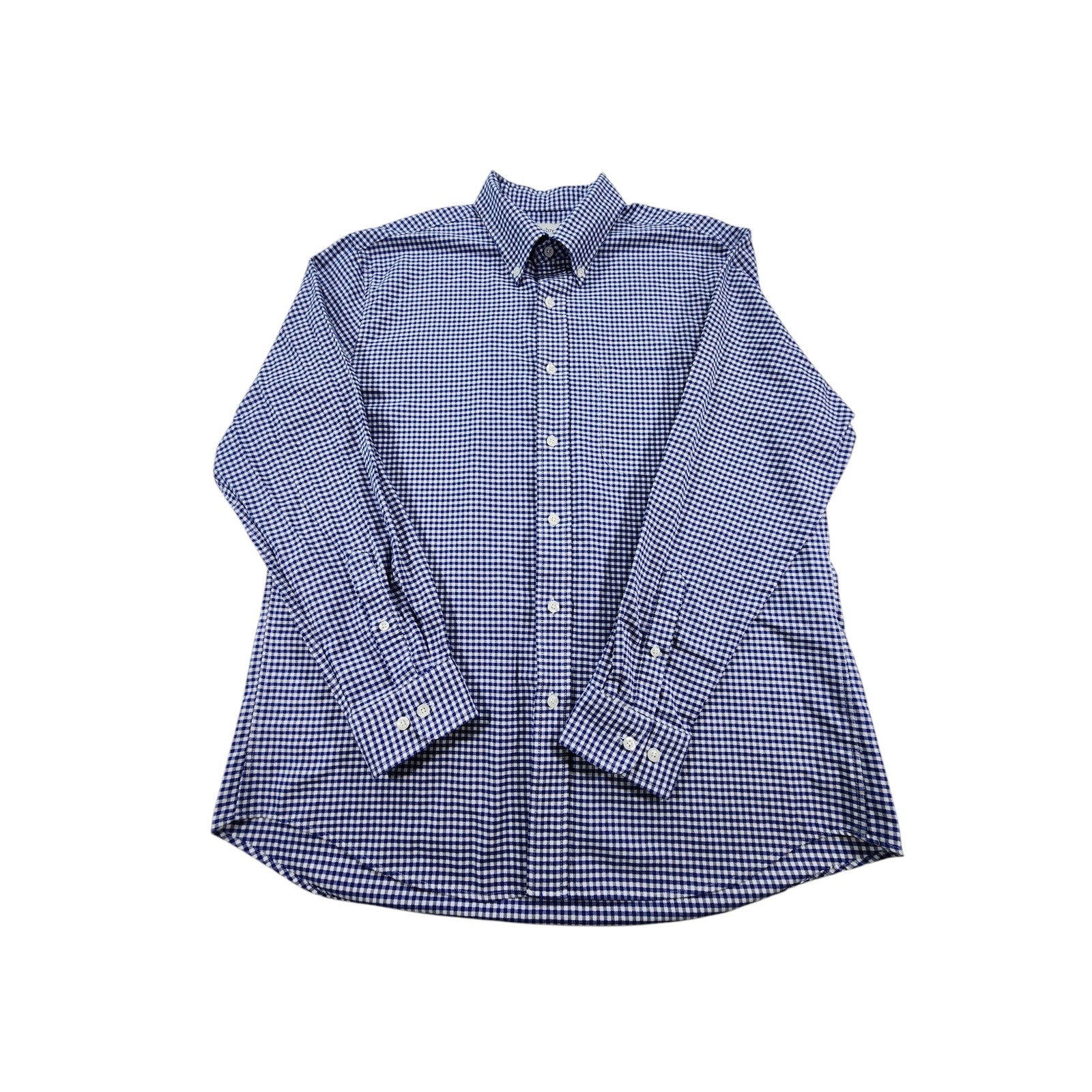 Saddlebred Men's Dress Shirt 17 34/35 Blue White Check Long Sleeve Button Up