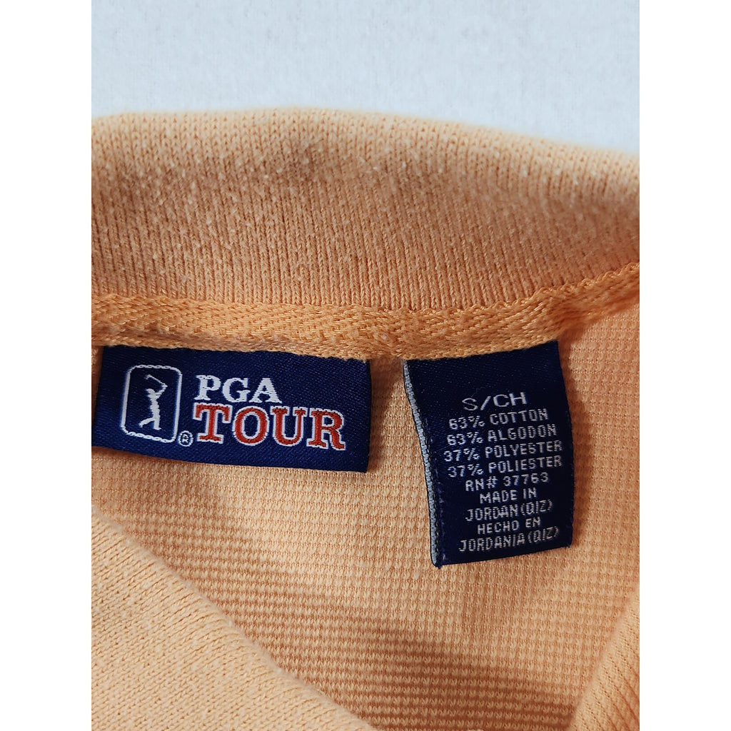 PGA Tour Men's Golf Polo Shirt Small Orange Cream Short Sleeve Pocket