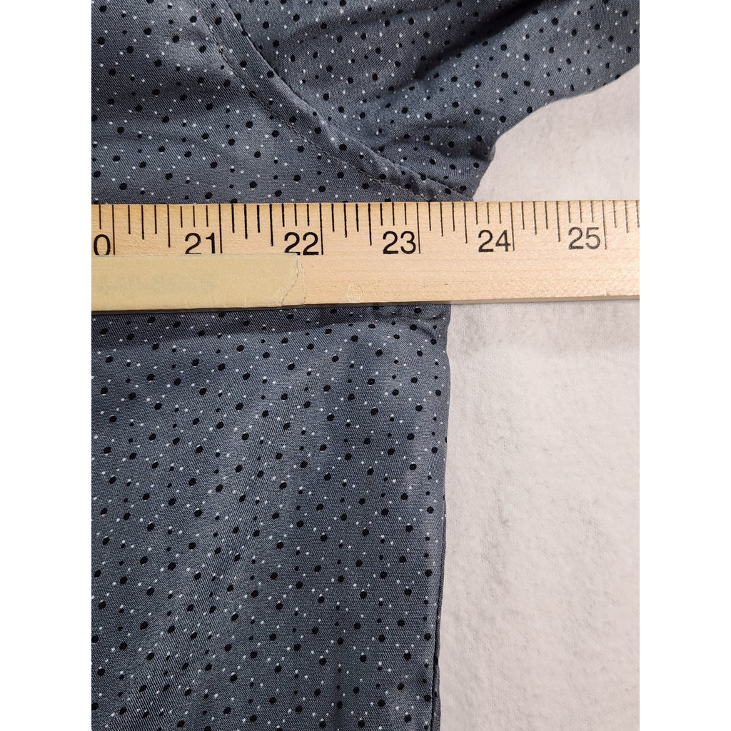 Men's Italy Design Gray Patterned Button Up Shirt Long Sleeve Size L