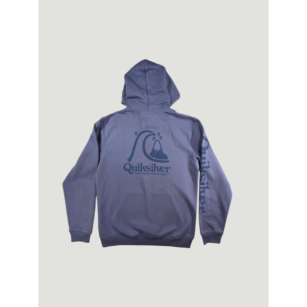 Quiksilver Mens Large Blue Pullover Hoodie Surf Logo Graphic Sweatshirt NWT
