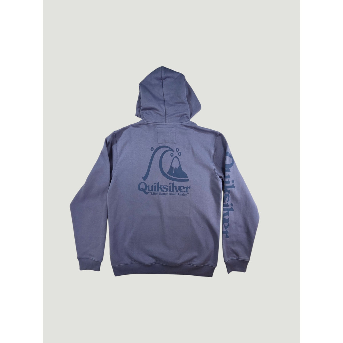 Quiksilver Mens Large Blue Pullover Hoodie Surf Logo Graphic Sweatshirt NWT