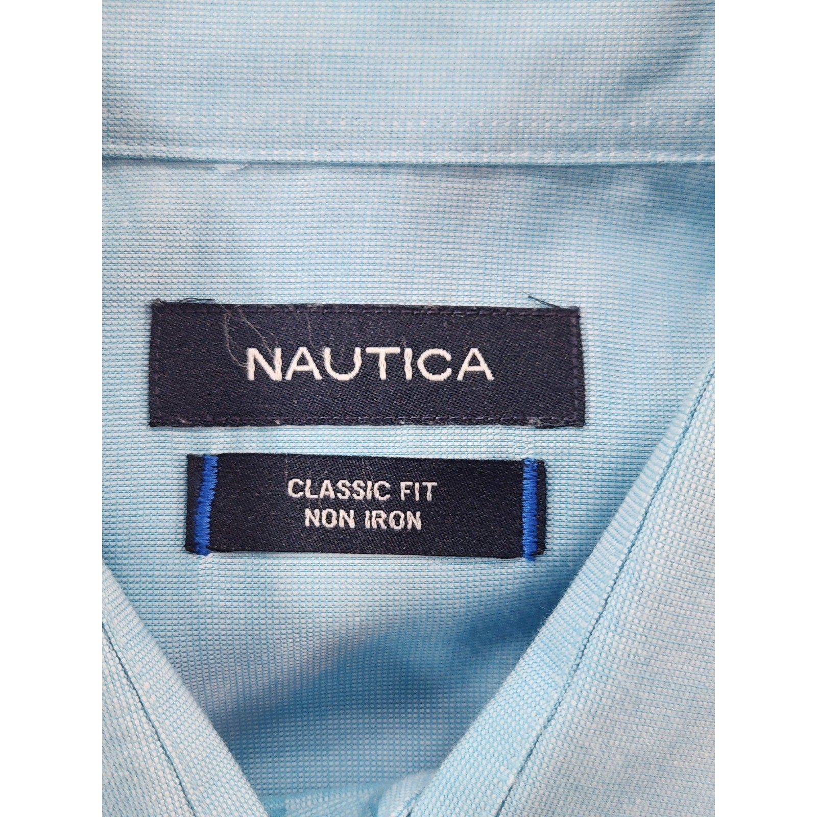 Nautica Men's Dress Shirt Blue 16.5 34/35 Long Sleeve Button Up