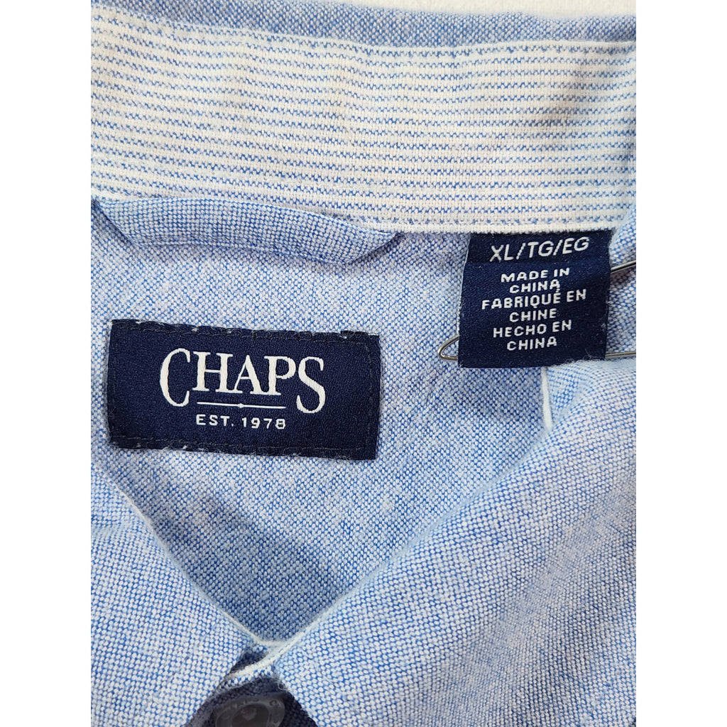 Chaps Men's Button Down Dress Shirt Blue XL Long Sleeve