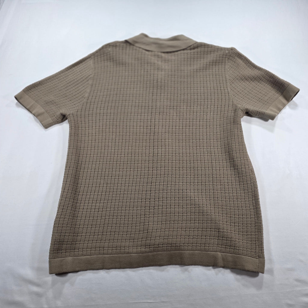 DKNY Men’s Grid Sweater Camp Shirt Cafe Brown NWT Size M