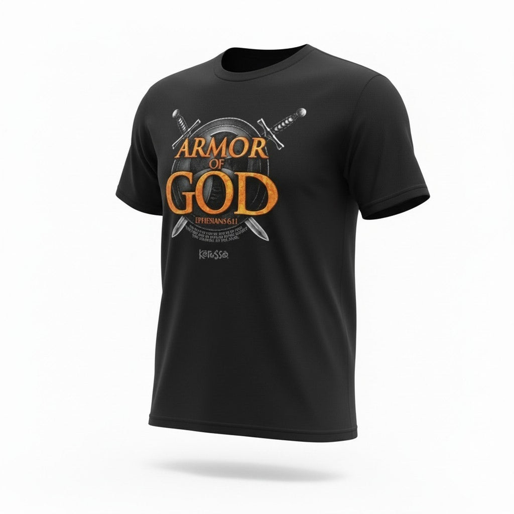Kerusso Armor of God Men’s L Black Christian Graphic T-Shirt