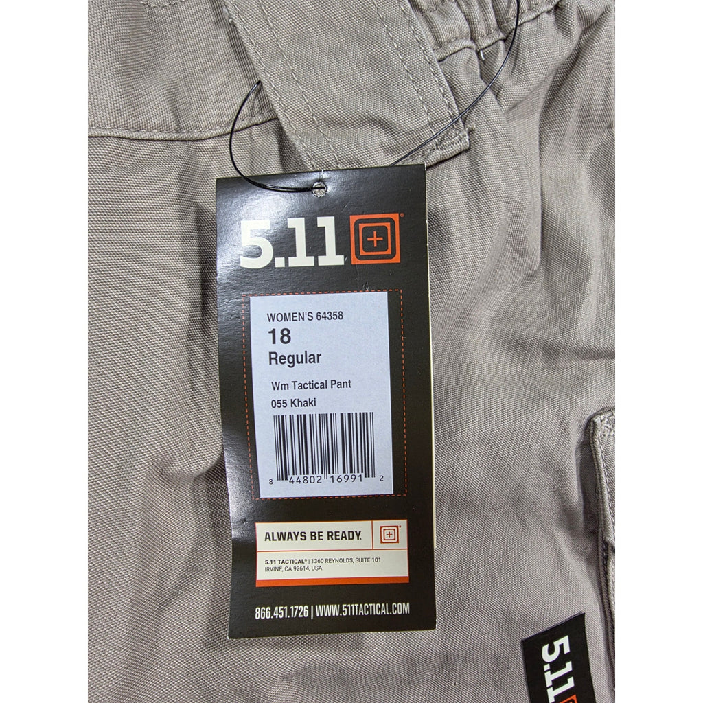 5.11 Tactical Womens 18R Original 64358 Khaki Cotton Canvas Cargo Pants NWT
