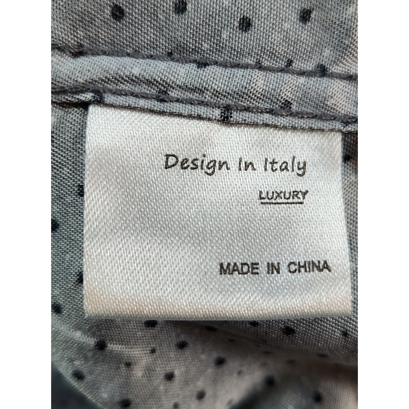 Men's Italy Design Gray Patterned Button Up Shirt Long Sleeve Size L