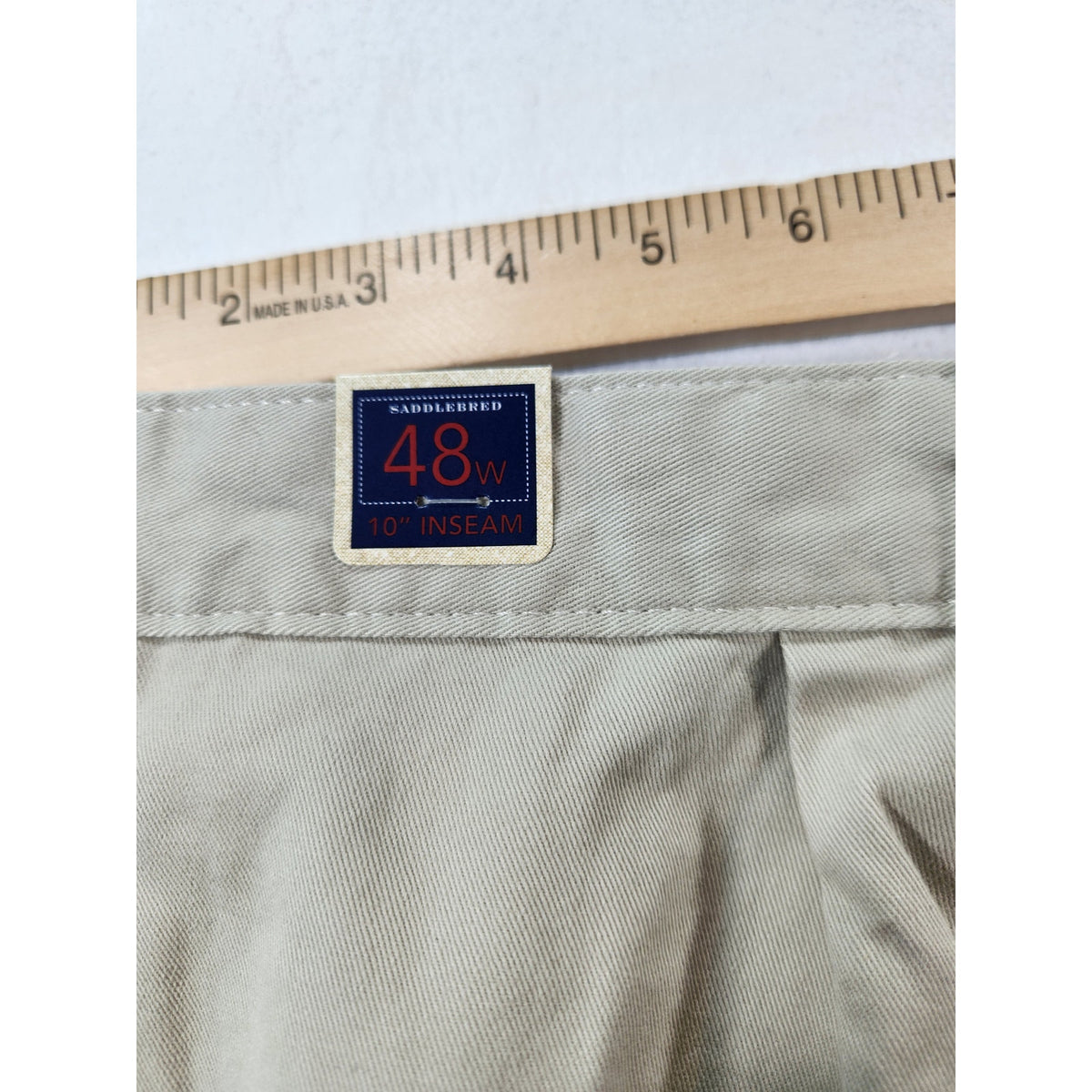 Saddlebred Men's Below the Knee Pleated Shorts Beige Size 48 NWT