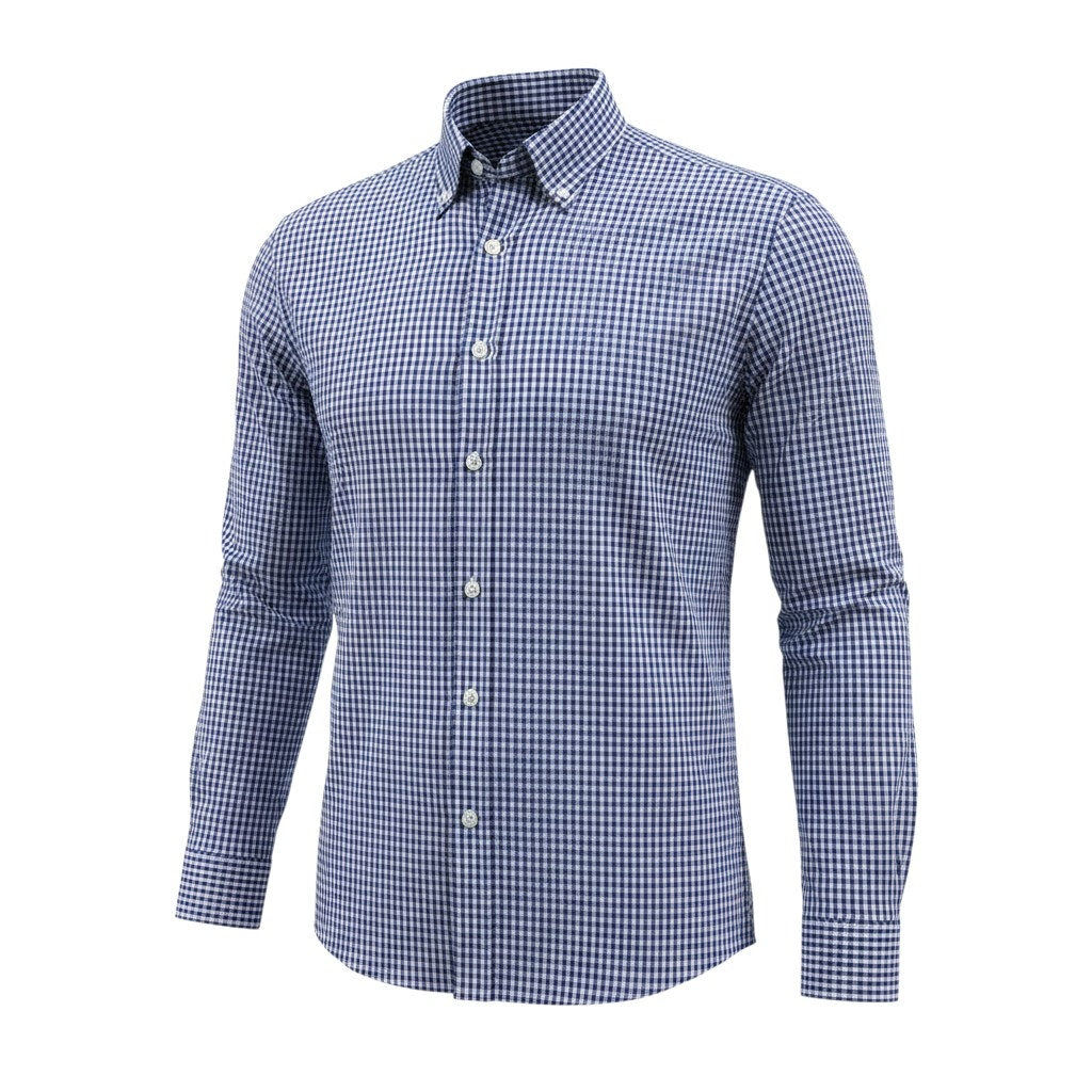 Saddlebred Men's Dress Shirt 17 34/35 Blue White Check Long Sleeve Button Up