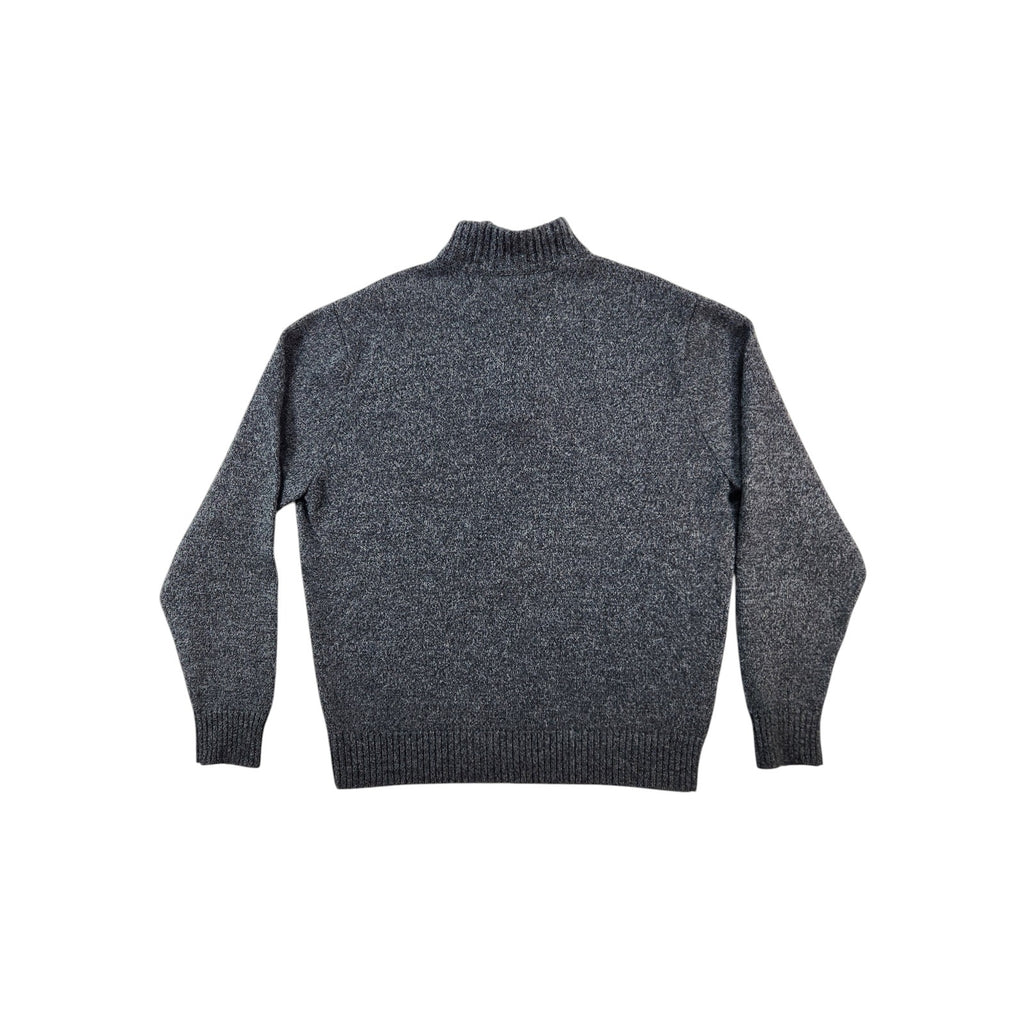 Enzo Mantovani Mens Large Gray 100 Wool Quarter Zip Sweater Pullover Preppy