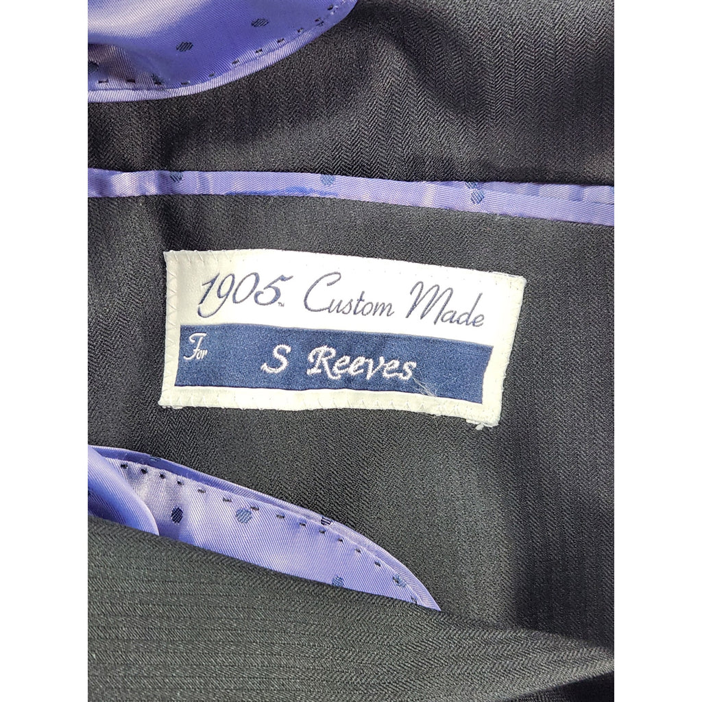905 Custom Made Wool Suit Jacket Mens 50R Black Two Button Blazer