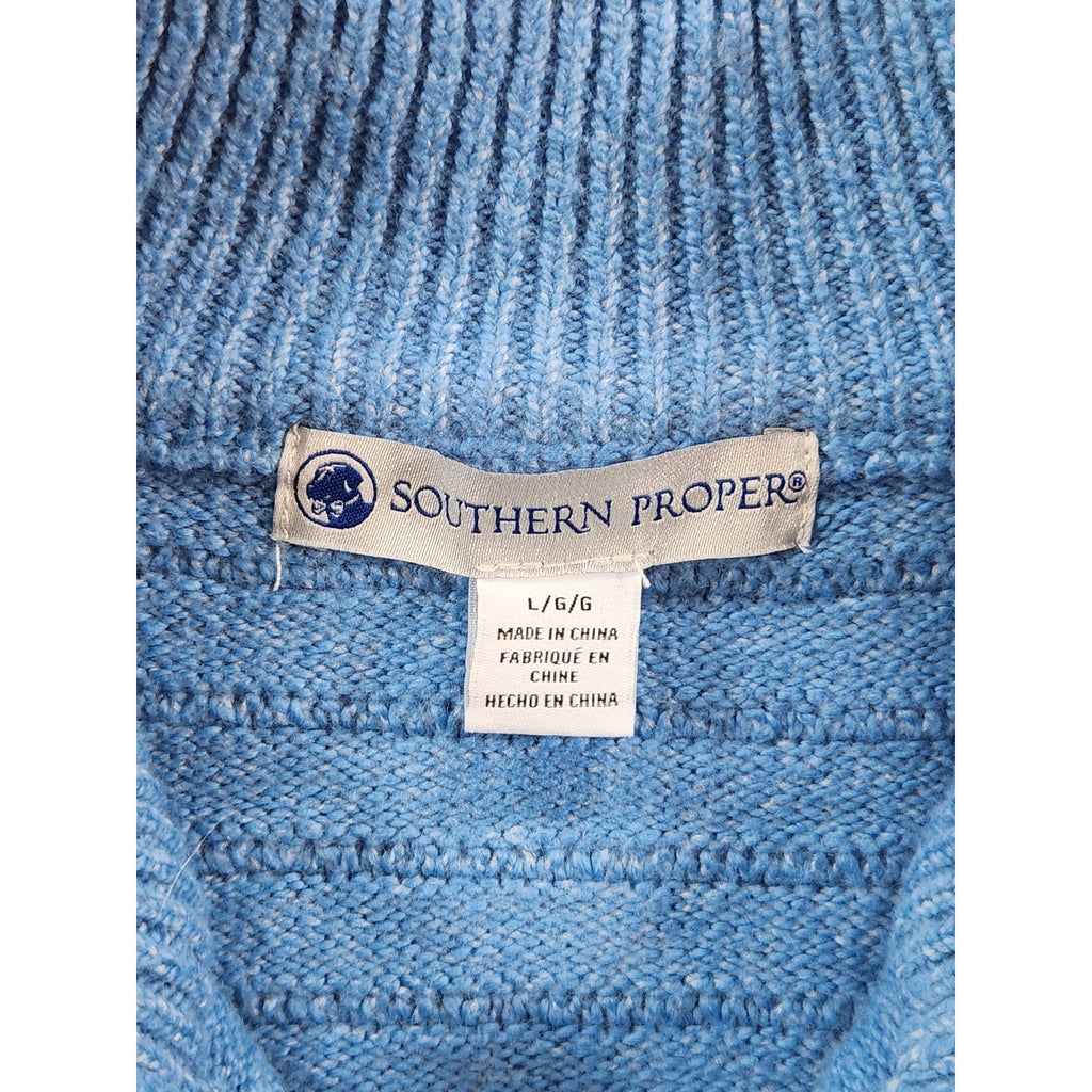 Southern Proper Men's 1/4 Zip Sweater Blue L Pullover