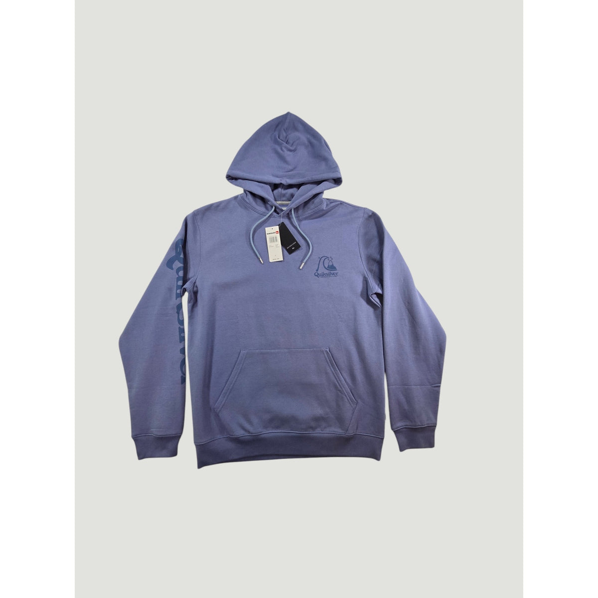 Quiksilver Mens Large Blue Pullover Hoodie Surf Logo Graphic Sweatshirt NWT