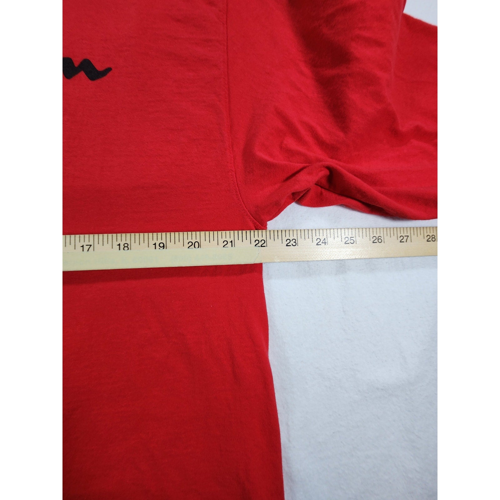 Champion Men's Long Sleeve T Shirt XL Red Script Logo Graphic Crew Neck Tee