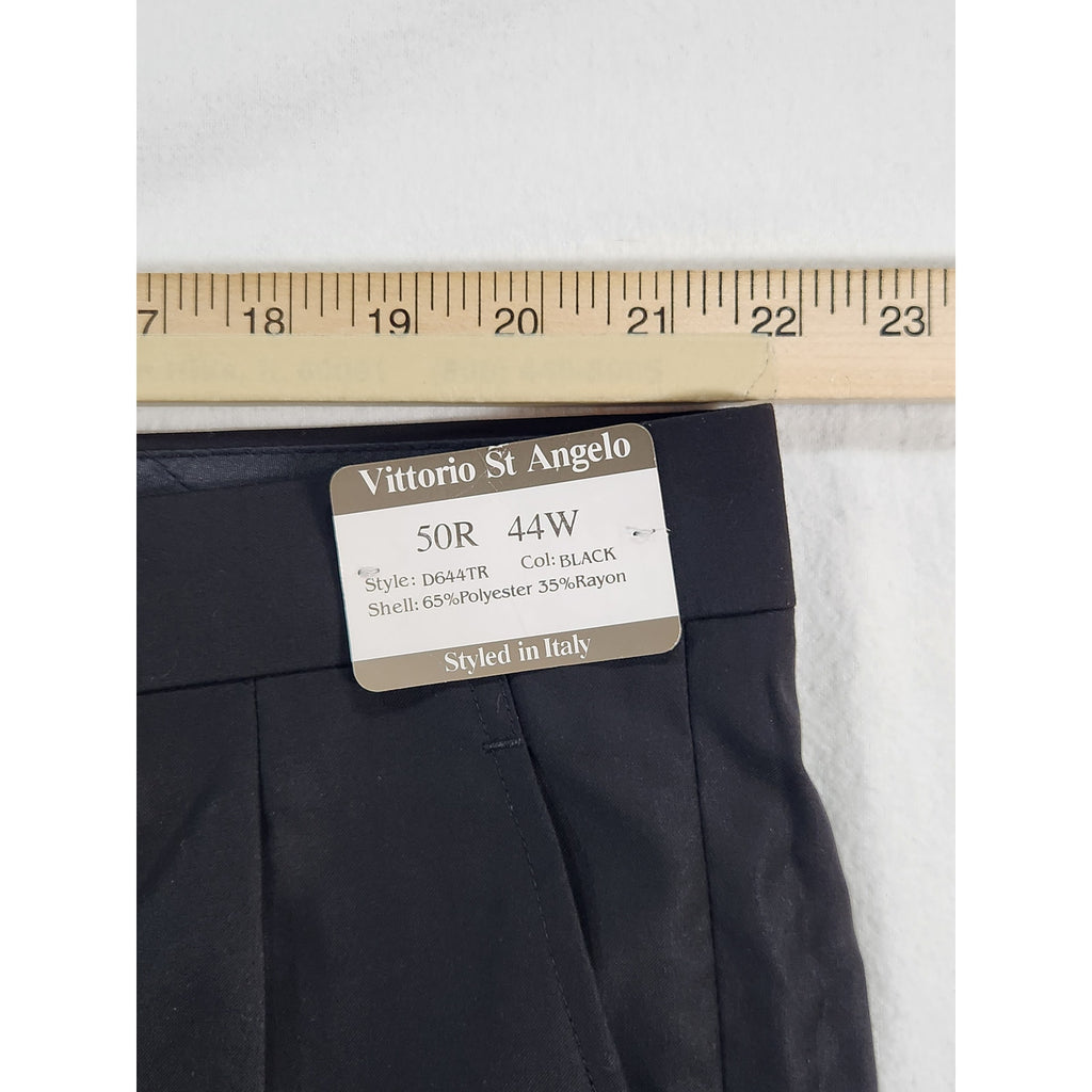 Vittorio St. Angelo Men's Pleated Black Dress Pants 50W NWT Unhemmed