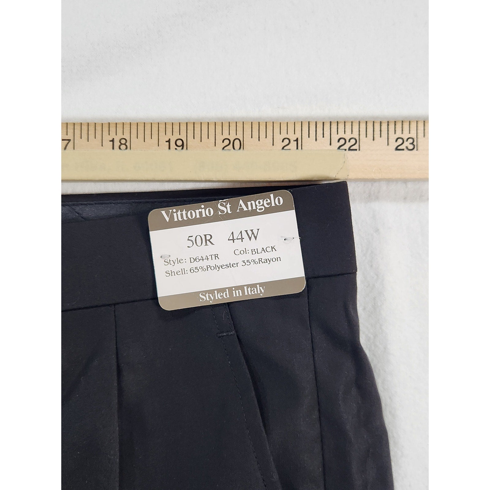 Vittorio St. Angelo Men's Pleated Black Dress Pants 50W NWT Unhemmed