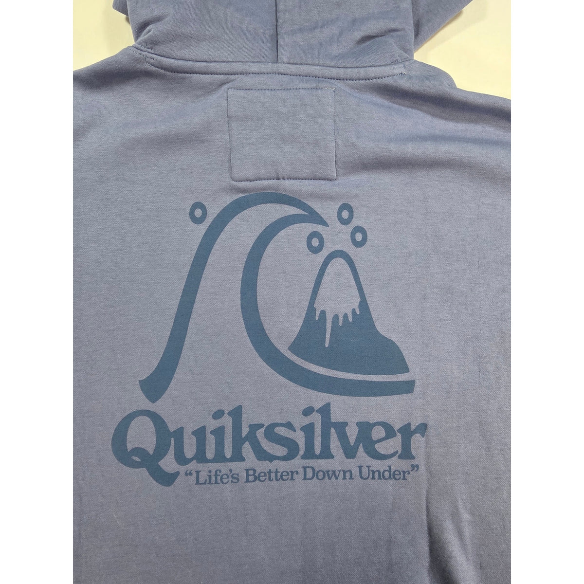 Quiksilver Mens Large Blue Pullover Hoodie Surf Logo Graphic Sweatshirt NWT