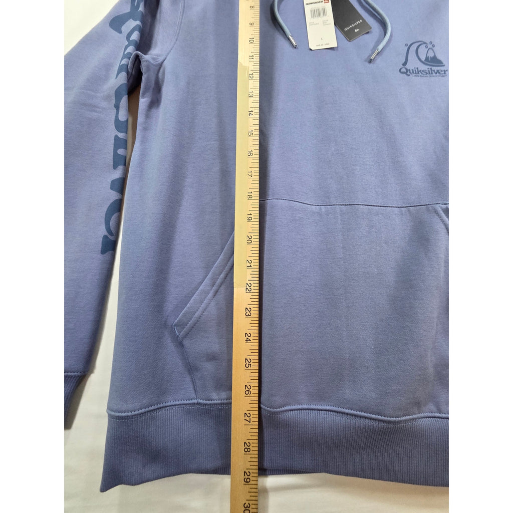 Quiksilver Mens Large Blue Pullover Hoodie Surf Logo Graphic Sweatshirt NWT