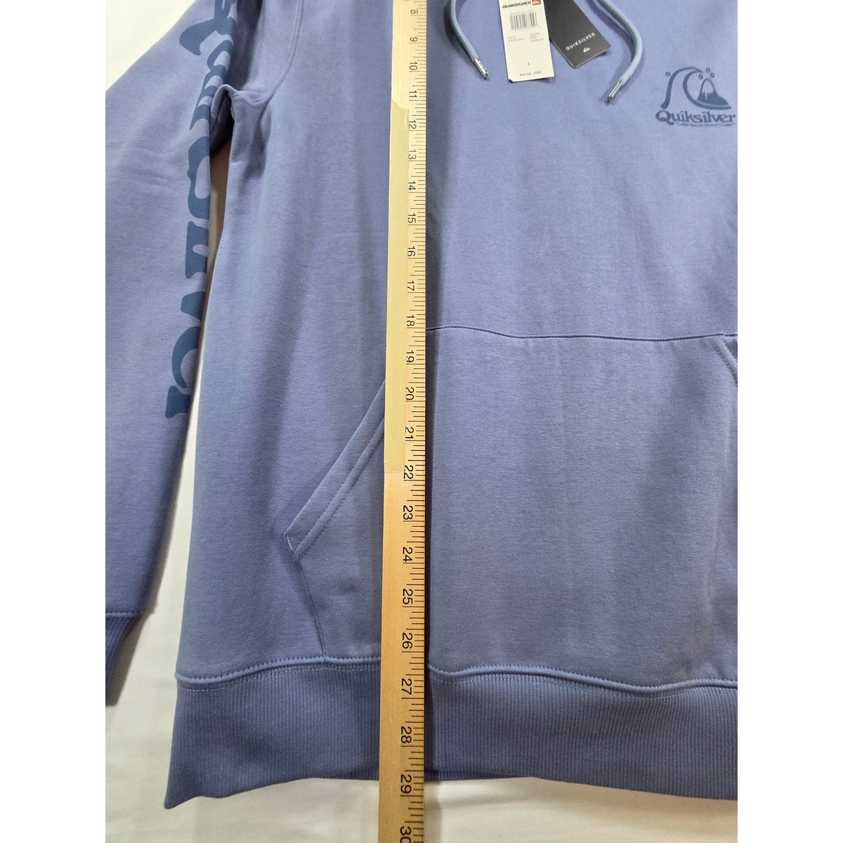 Quiksilver Mens Large Blue Pullover Hoodie Surf Logo Graphic Sweatshirt NWT