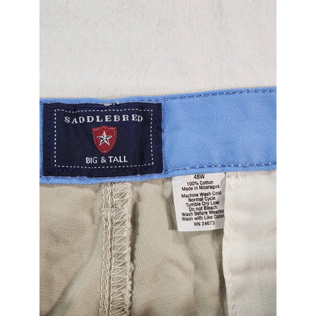 Saddlebred Men's Below the Knee Pleated Shorts Beige Size 48 NWT