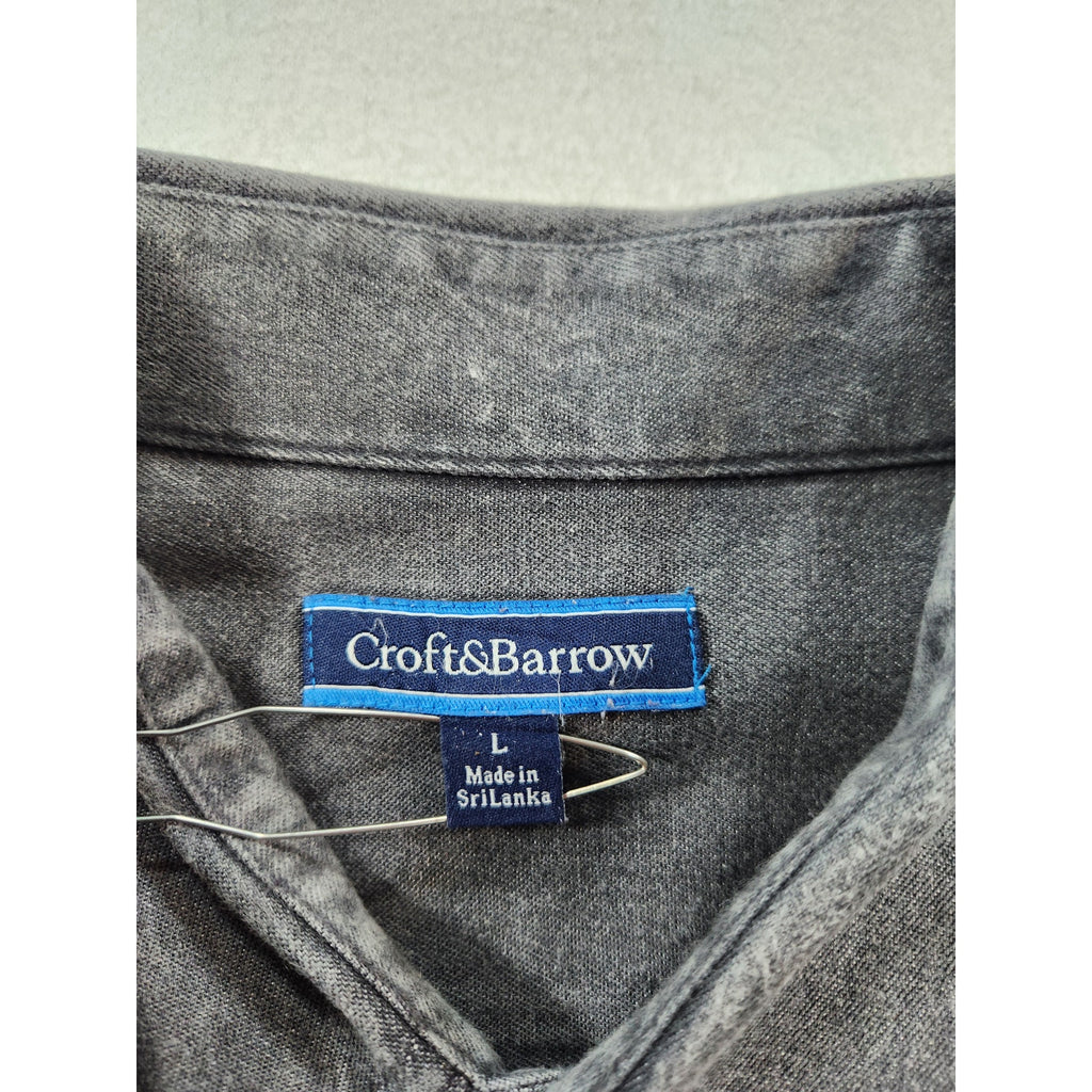 Croft & Barrow Men's Button Down Shirt Gray L Long Sleeve Casual