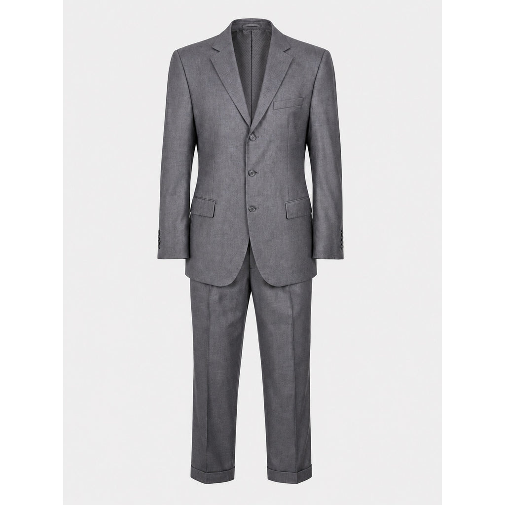 Alex Mishra Men's Gray Two Piece Suit 40L 34L Jacket Pants Patterned
