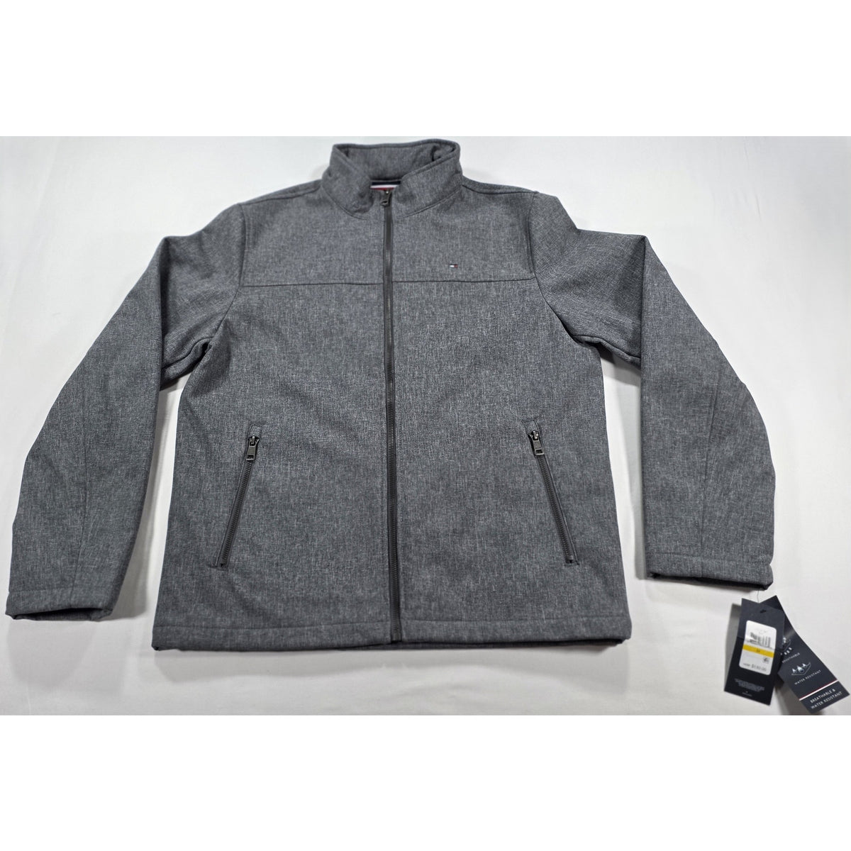 Tommy Hilfiger Mens Soft Shell Jacket M Heather Gray Water Resistant NWT
