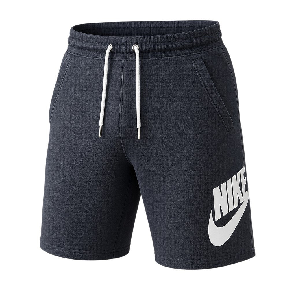 Nike Men's Navy Blue Fleece Shorts Drawstring Logo Size M
