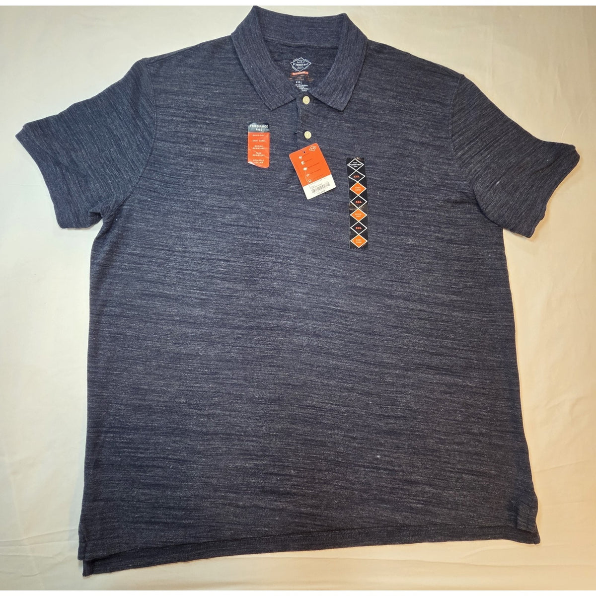 St Johns Bay Polo Shirt Mens 2XL Blue NWT Short Sleeve Performance Casual Golf