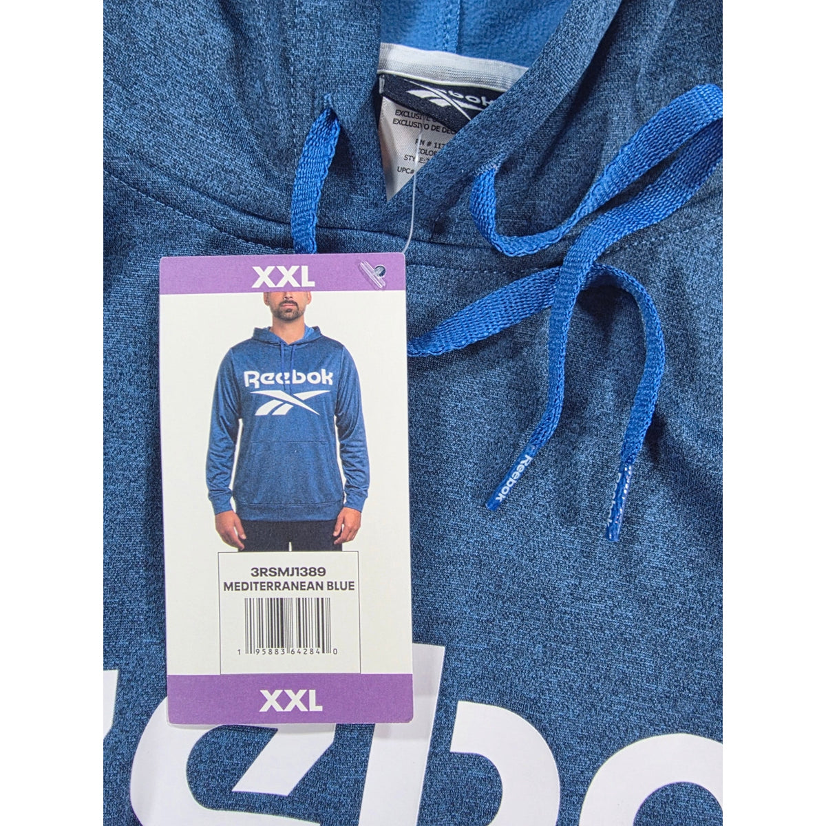 Reebok Mens XXL Blue Performance Graphic Logo Pullover Hoodie 3RSMJ1389 NWT