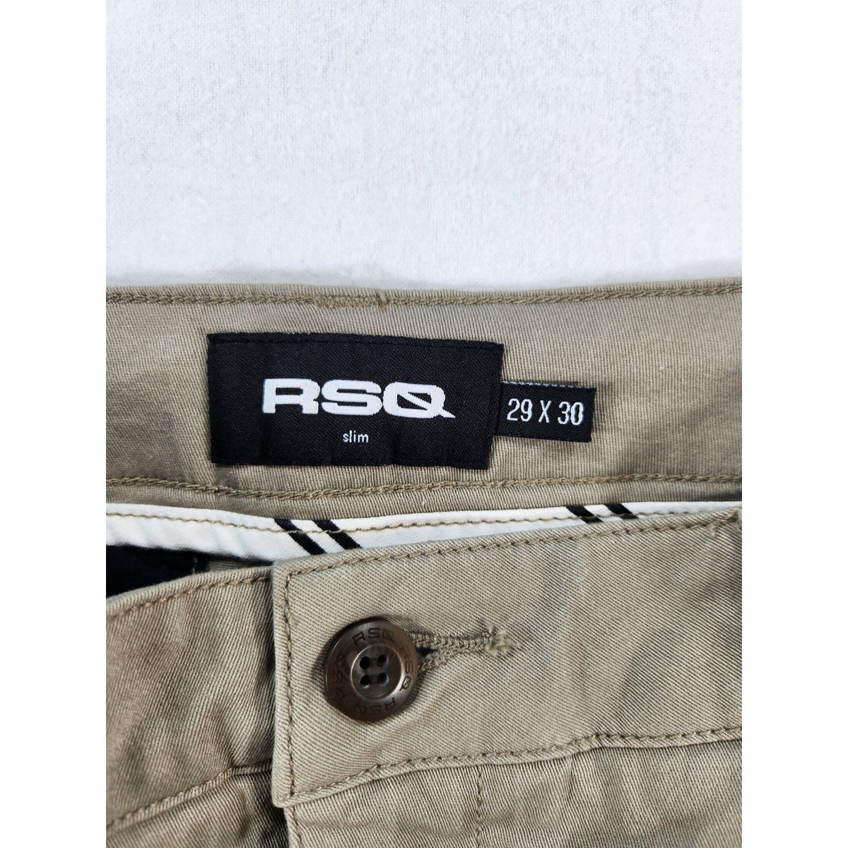 RSQ Slim Fit Pants Mens 29x30 Khaki Beige Casual Chino NWT
