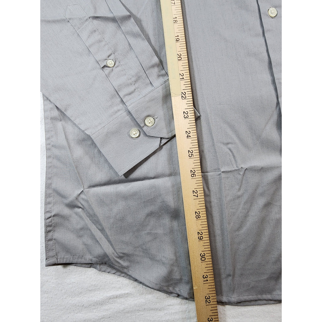 Basic Editions Men's Gray Long Sleeve Dress Shirt Classic Fit 17-17.5 34/35 NWT