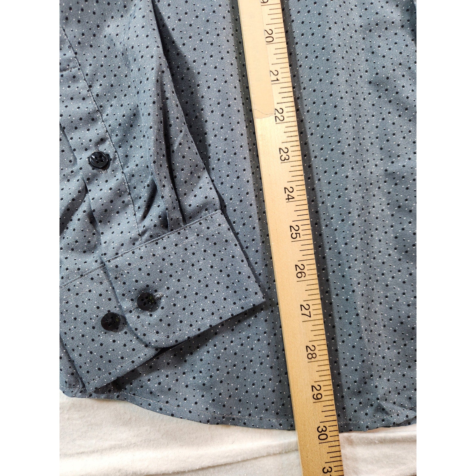 Men's Italy Design Gray Patterned Button Up Shirt Long Sleeve Size L